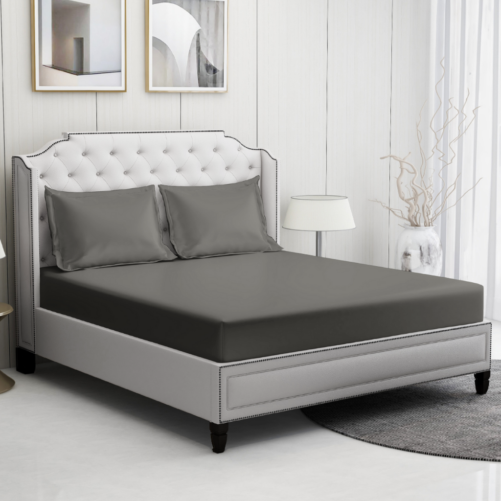 Grey bedding set | 100% Cotton Sheets | Deep Pocket | 4-Piece Set