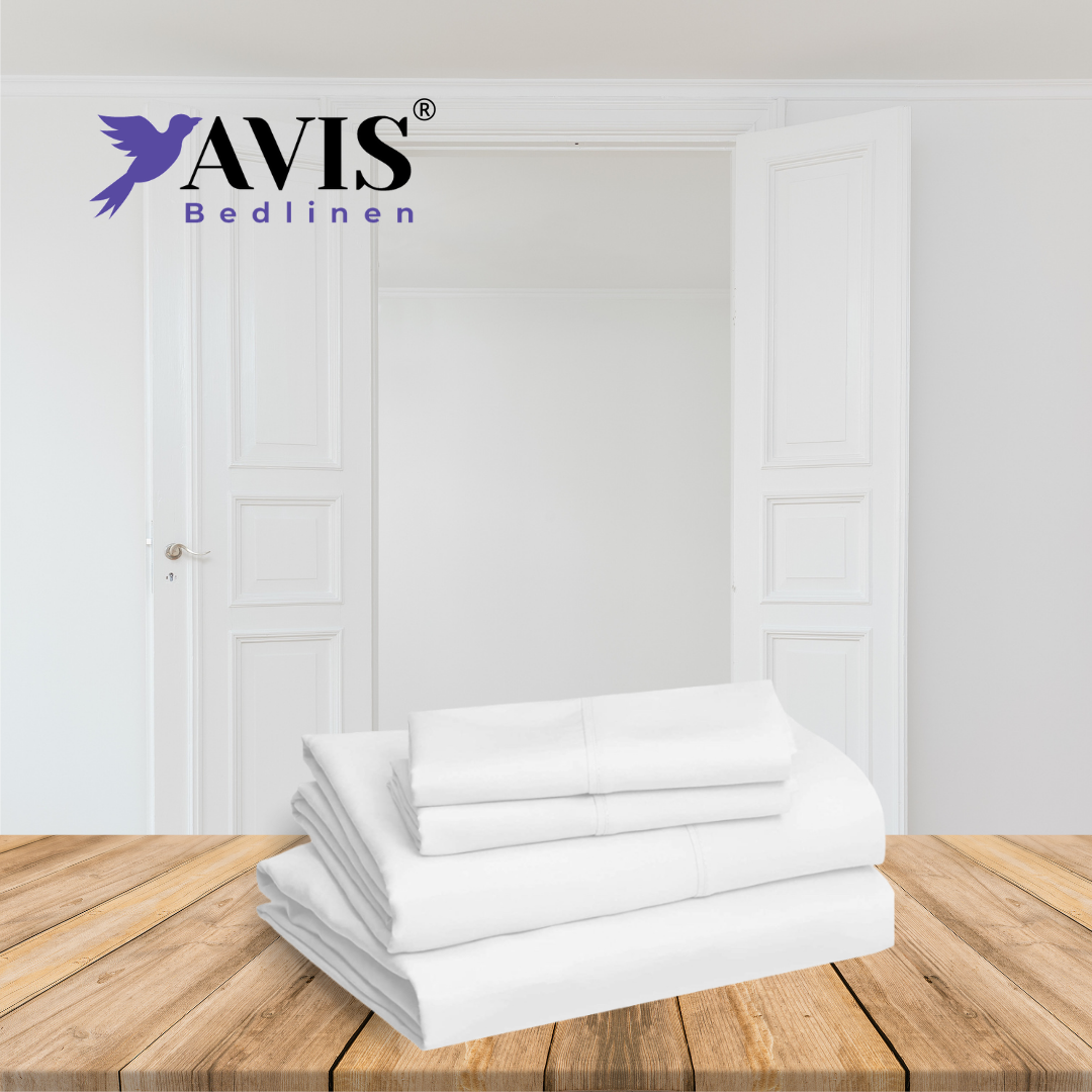 White bedding set | 100% Cotton Sheets | Deep Pocket | 4-Piece Set