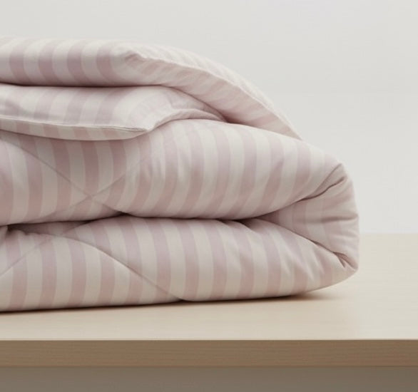 Light pink striped Double bed comforter | 400 TC ~ 100% Cotton