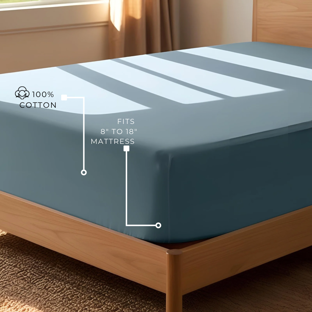 Teal bedding set | 100% Cotton Sheets | Deep Pocket | 4-Piece Set