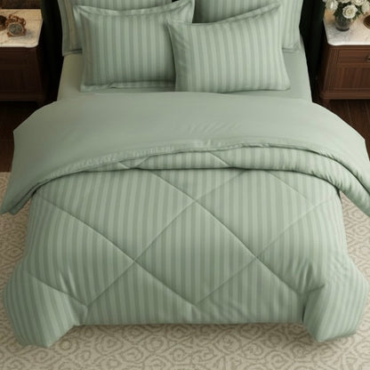 Mint green striped Double bed comforter | 400 TC ~ 100% Cotton