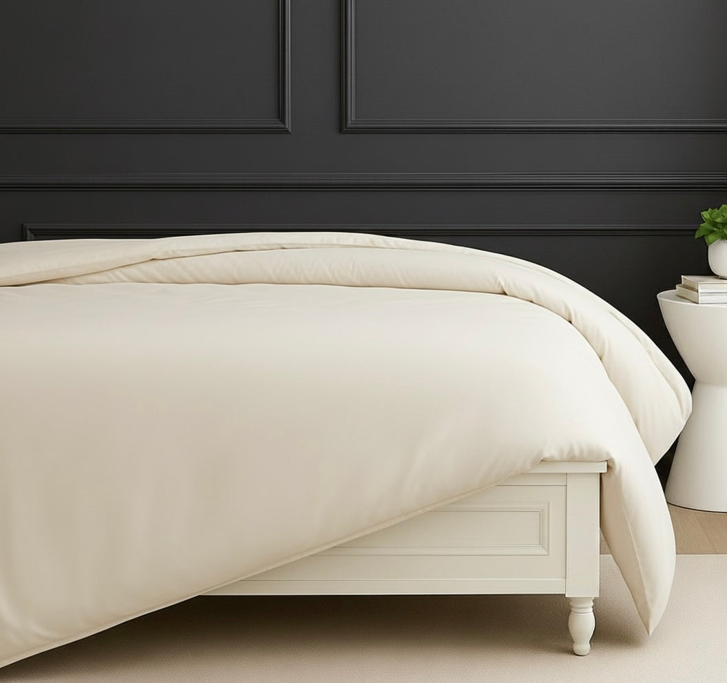 Ivory beige 5 pcs Luxury Complete bedding Set | Fitted, Flat Bedsheet, and Duvet cover