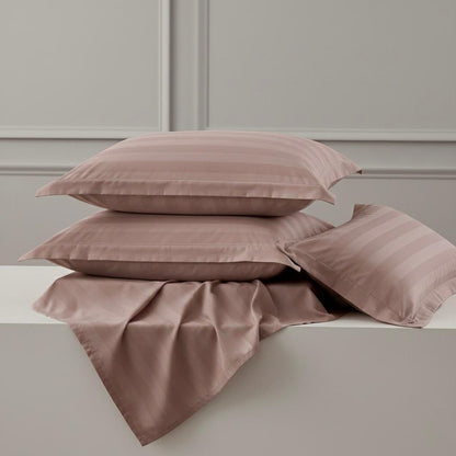 Peach striped 600 TC Bedding Set | 100% Cotton Sheets | Deep Pocket | 4-Piece Set