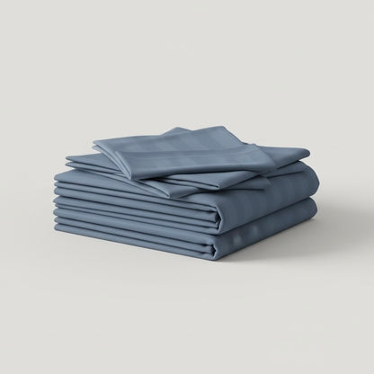 Denim blue striped 400 TC Bedding Set | 100% Cotton Sheets | Deep Pocket | 4-Piece Set