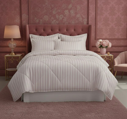 Light pink striped Double bed comforter | 400 TC ~ 100% Cotton