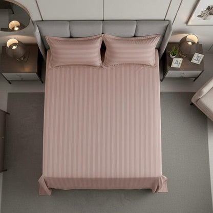 Peach striped 600 TC Bedding Set | 100% Cotton Sheets | Deep Pocket | 4-Piece Set
