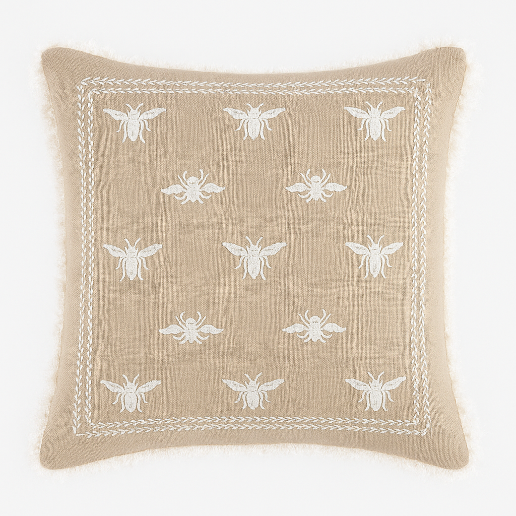 Honey Bee motif cushion cover 16” x 16” | Set of 2