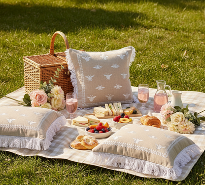 Honey Bee motif cushion cover 16” x 16” | Set of 2