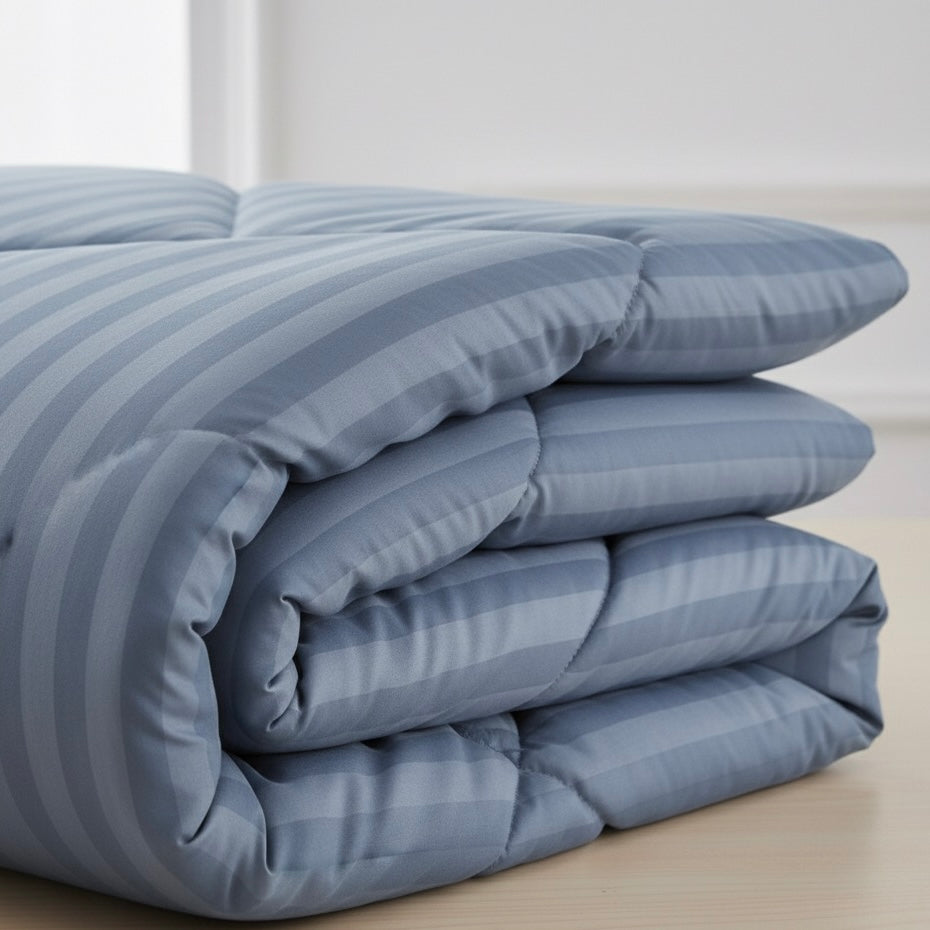 Denim blue striped Double bed comforter | 400 TC ~ 100% Cotton