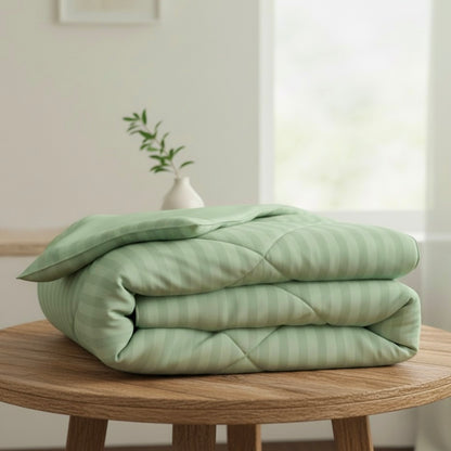 Mint green striped Double bed comforter | 400 TC ~ 100% Cotton