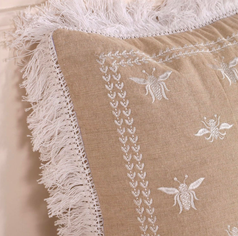 Honey Bee motif cushion cover 16” x 16” | Set of 2