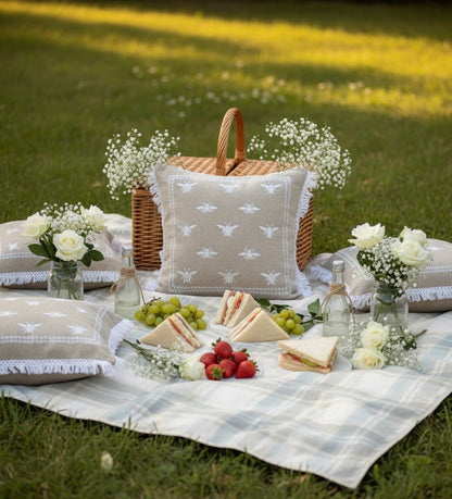 Honey Bee motif cushion cover 16” x 16” | Set of 2