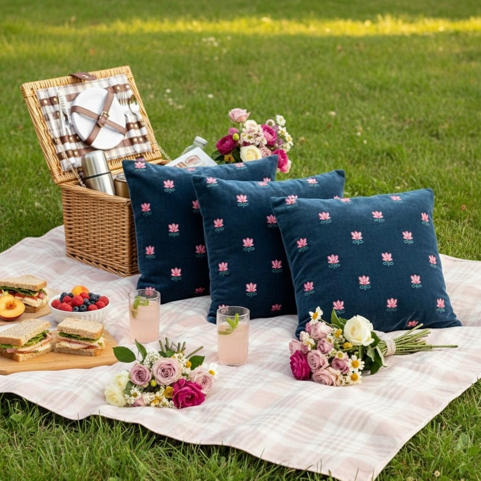 Lotus motif cushion cover 16” x 16” | Set of 2