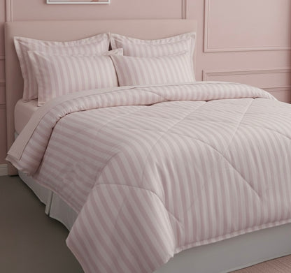 Light pink striped Double bed comforter | 400 TC ~ 100% Cotton