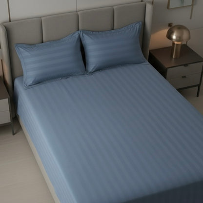 Denim blue striped 400 TC Bedding Set | 100% Cotton Sheets | Deep Pocket | 4-Piece Set