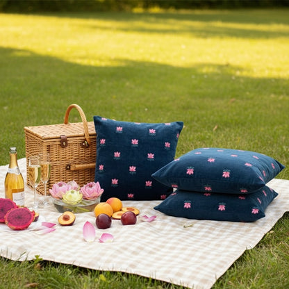 Lotus motif cushion cover 16” x 16” | Set of 2