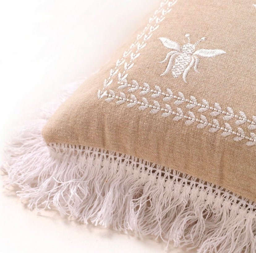 Honey Bee motif cushion cover 16” x 16” | Set of 2