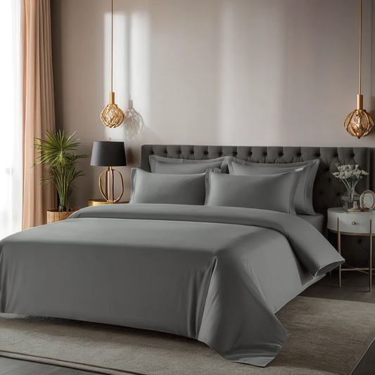 Grey bedding set | 100% Cotton Sheets | Deep Pocket | 4-Piece Set