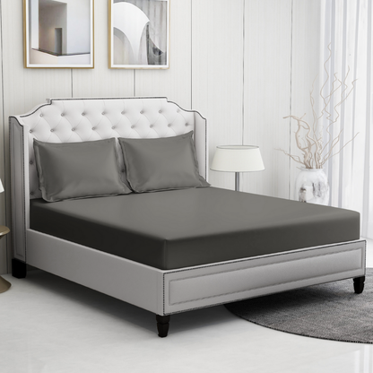 Grey bedding set | 100% Cotton Sheets | Deep Pocket | 4-Piece Set