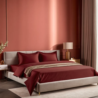 Red Berry bedding set | 100% Cotton Sheets | Deep Pocket | 4-Piece Set