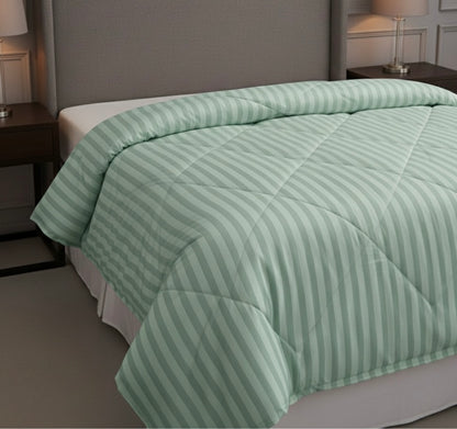Mint green striped Double bed comforter | 400 TC ~ 100% Cotton