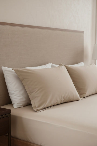 Ivory beige 5 pcs Luxury Complete bedding Set | Fitted, Flat Bedsheet, and Duvet cover