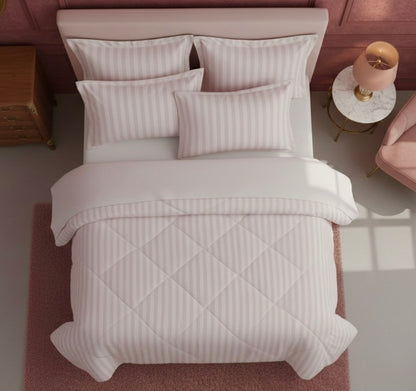 Light pink striped Double bed comforter | 400 TC ~ 100% Cotton