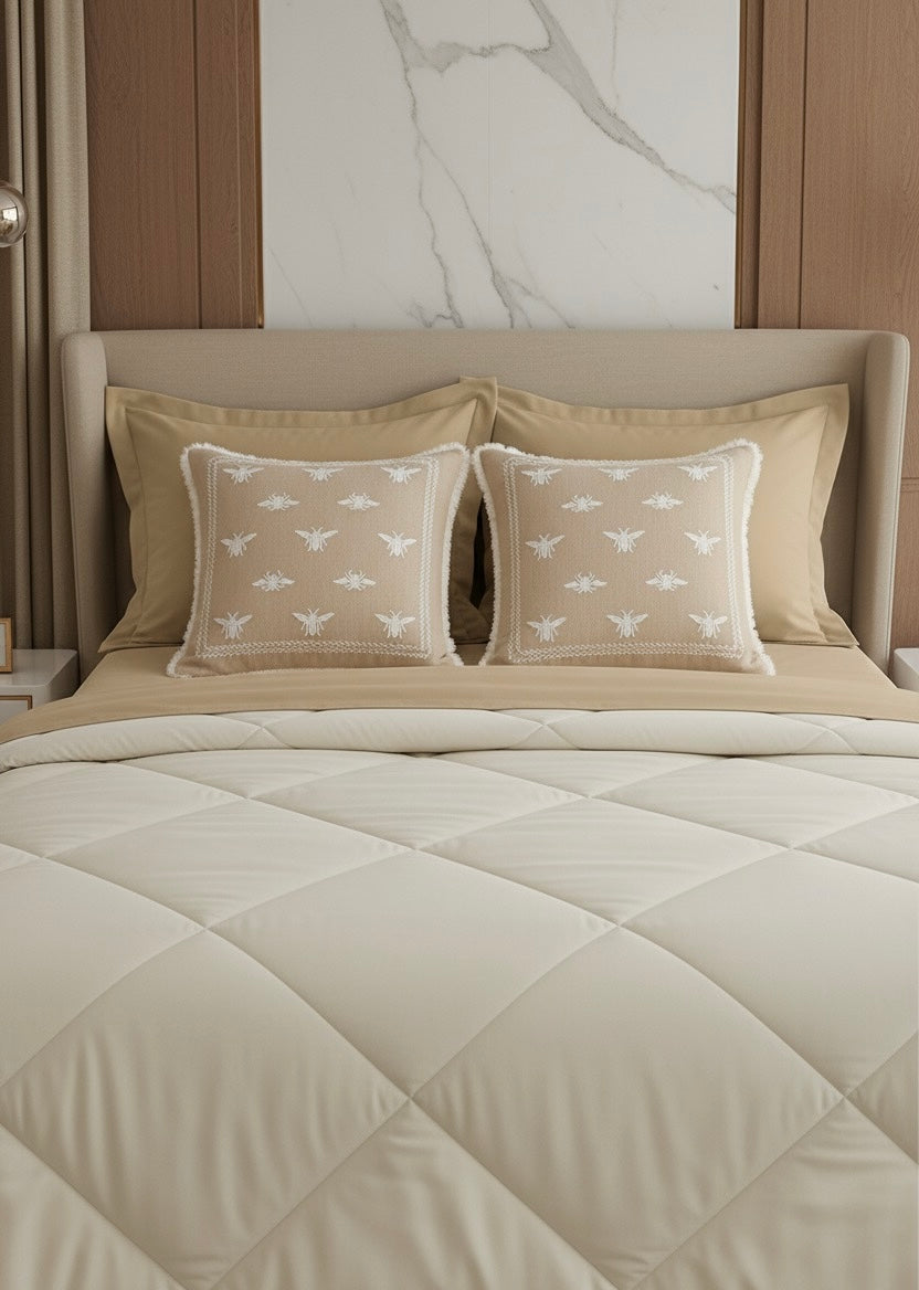 Honey Bee motif cushion cover 16” x 16” | Set of 2