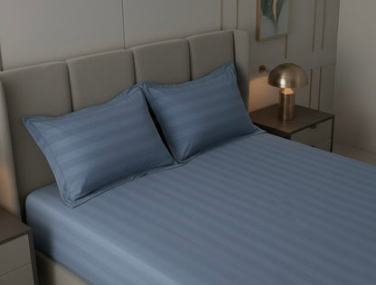 Denim blue striped 400 TC Bedding Set | 100% Cotton Sheets | Deep Pocket | 4-Piece Set