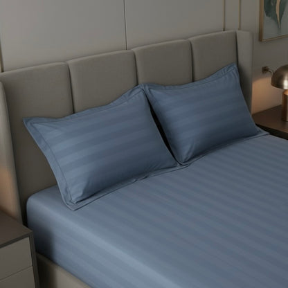 Denim blue striped 400 TC Bedding Set | 100% Cotton Sheets | Deep Pocket | 4-Piece Set