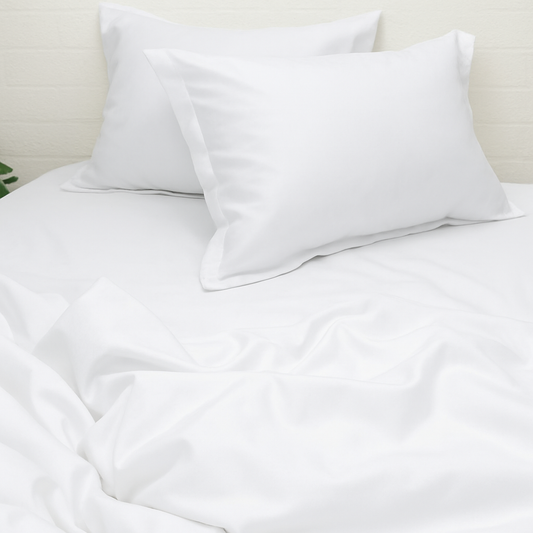 White bedding set | 100% Cotton Sheets | Deep Pocket | 4-Piece Set