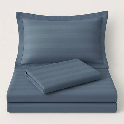 Denim blue striped 400 TC Bedding Set | 100% Cotton Sheets | Deep Pocket | 4-Piece Set
